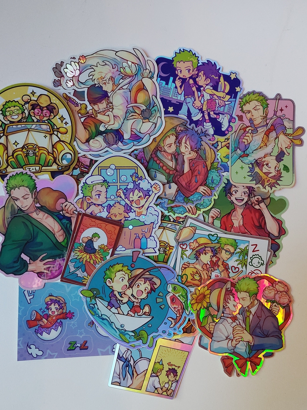 One Piece Lot Of ~24 Zoro / Luffy Stickers By Aokkun